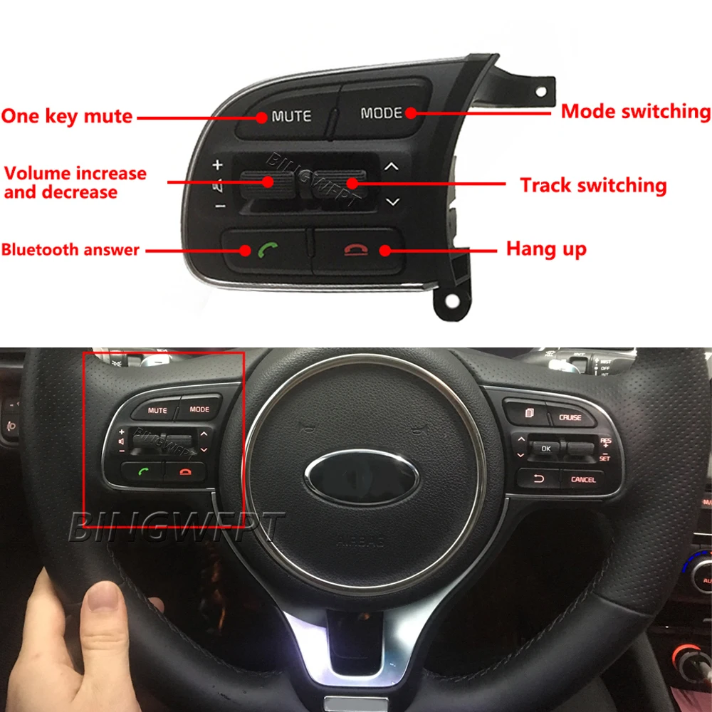 High Quality Steering Wheel Cruise Button Function Menu Audio Volume Adjustment Switch For Kia K5 2016 2018 Car Accessories