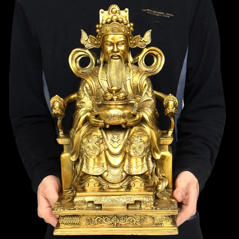 unique -office home protective-efficacious Talisman House Money Drawing the God of Wealth Fortune Brass statue