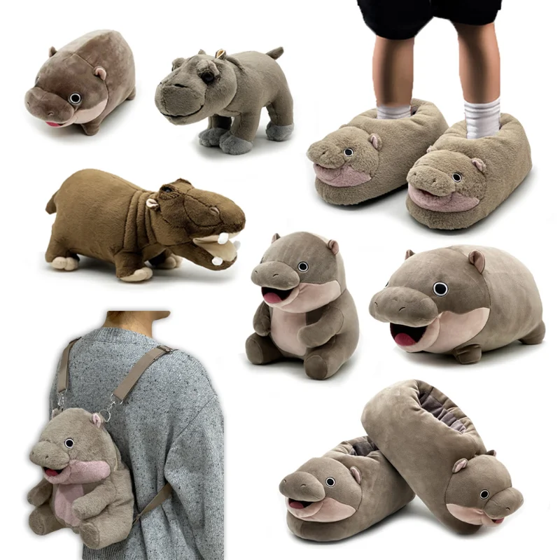 Moo Deng Plush Toy Soft Stuffed Cushion Cute Cartoon Hippopotamus Pillow Soft Stuffed Toys Christmas Room Decor Gift Toy for Kid