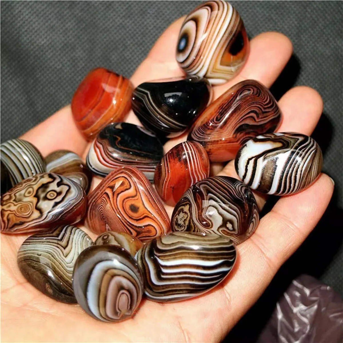 Banded Agate Smooth Texture, Nature Made, Polished Tumbled, Vase Filler, Natural Stone, Crystal Collection, Table Display