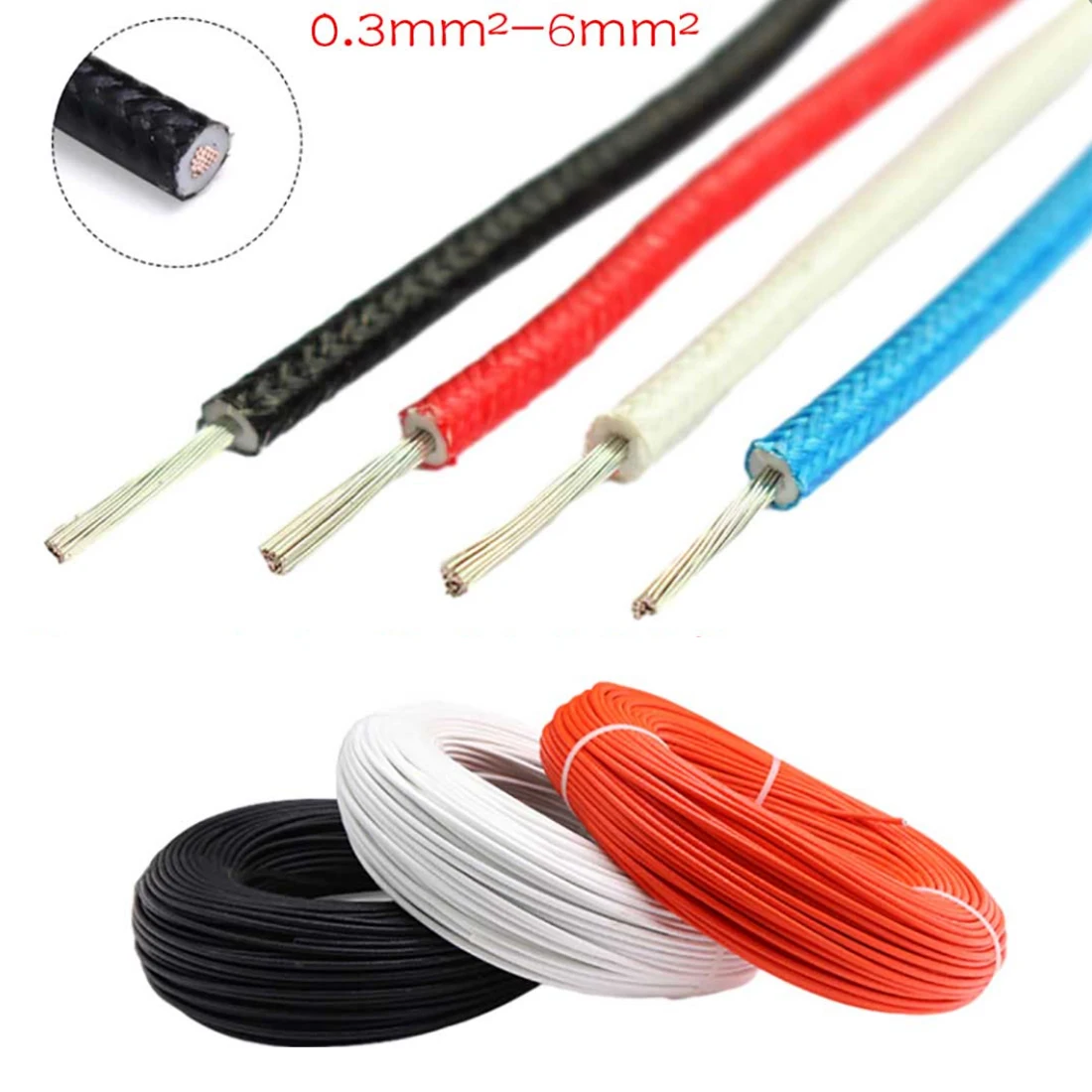 1M/5M Heat Resistant Wire High Temperature Silicone Wire 200°C Fiberglass Braided Insulated Warm Floor Heat Element Copper Cable - Image 3