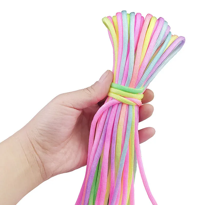 4mm Rainbow Colors Cord Rope III 7 Strand Parachute Lanyard Rope Climbing Camping Survival Equipment Paracord Bracelet