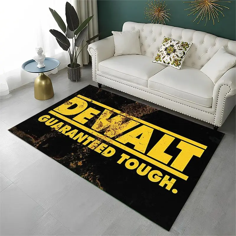 Retro D-DEWALT Electric Tools Logo Non-Slip Area Rug for Living Room,Bedroom,Playroom,Soft Carpet Floor Mat Home Decor Rug
