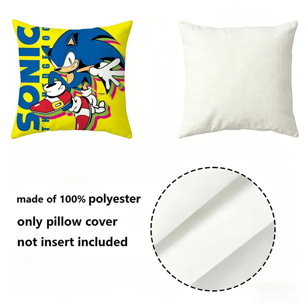 Game S-Sonic T-The H-Hedgehog Cushion Cover Home Decor Cushion Cover Soft Throw Pillowcase for Sofa Bedroom Outdoor Use - view 6