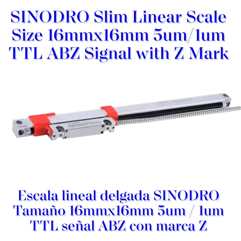 Sino KA-200 16*16มม. ตัวเข้ารหัสแบบเส้นตรง DRO รุ่นบางพิเศษ KA200 120 130 150 160 170 180 190 200มม. ความละเอียด 0.005มม. 0.001มม. แบบ TTL ตัวเข้ารหัสแบบออปติคอลบาง