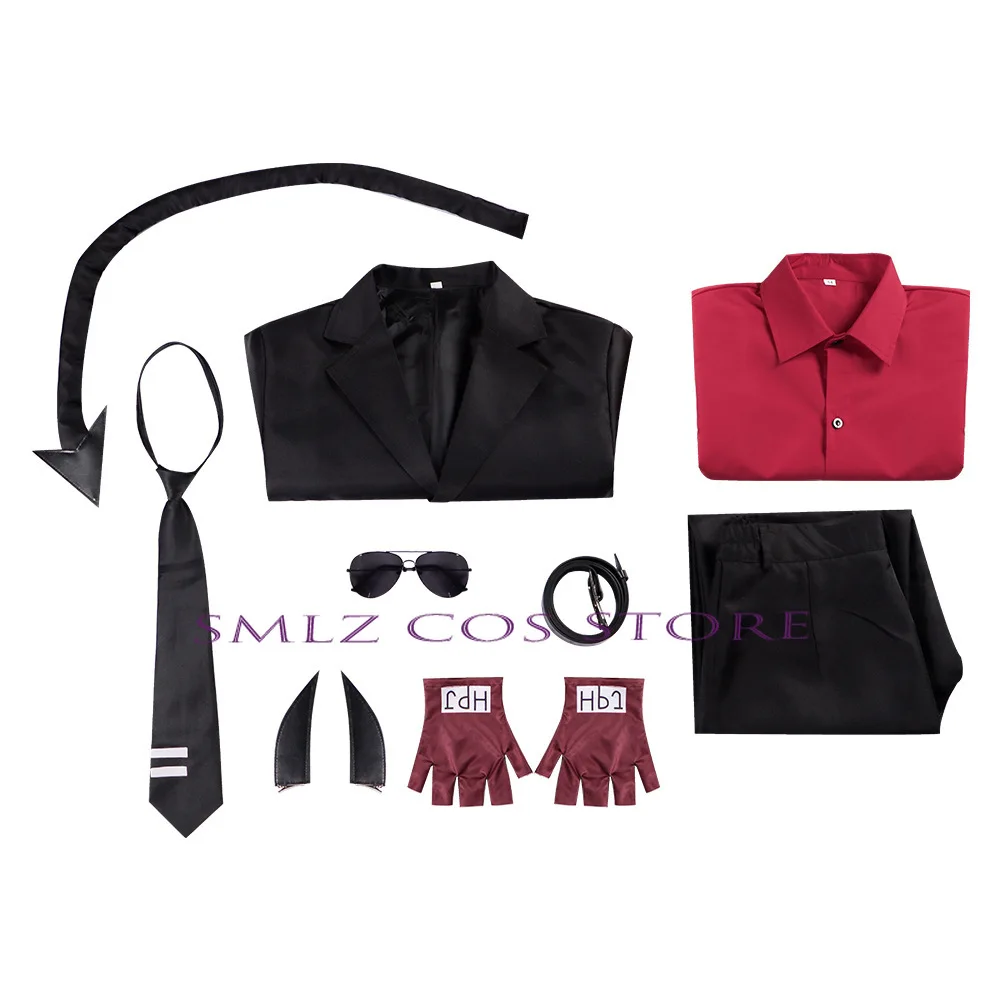 Juego de Cosplay de la justicia Helltaker, disfraz de demonio impresionante, uniforme de la justicia, peluca, camisa, pantalones, traje de cola, traje de fiesta para mujer y hombre