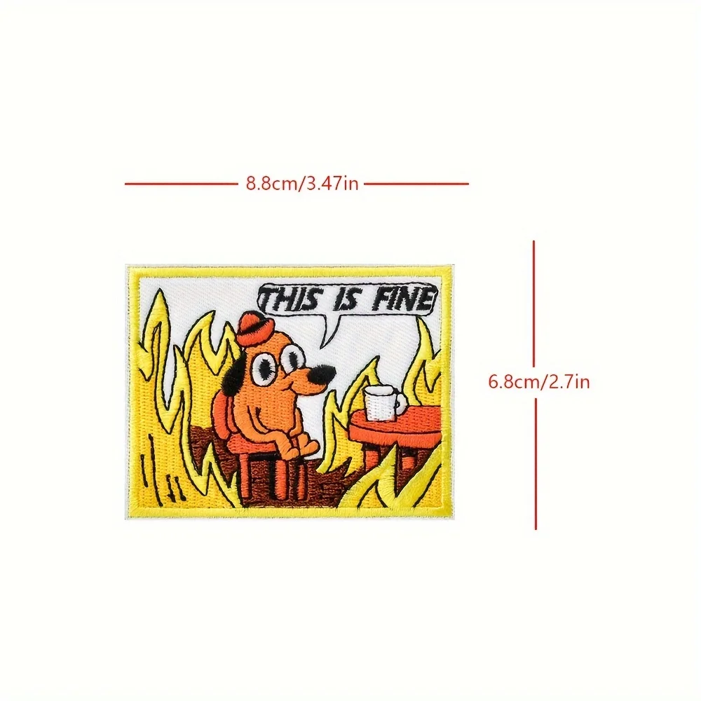 This is Fine Dog Meme PVC Rubber Morale Patch