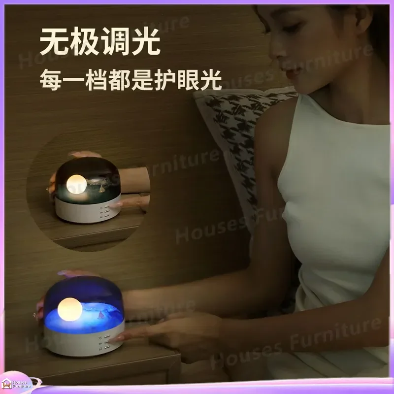Moon Light Bluetooth Speaker Night Light Adjustable Breathing Lamp USB Rechargeable Audio LED Glow Gift for Birthday Home