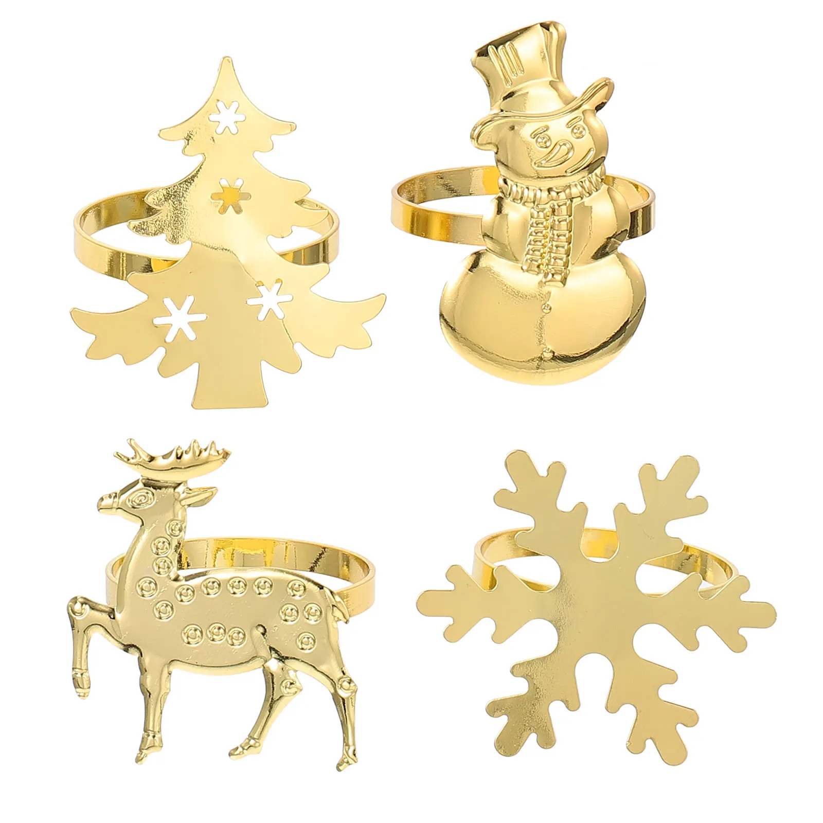 

4Pcs Napkin Buckle Set Elegant Elk Snowflake Santa Christmas Decoration Wedding Party Xmas Dining Table Decor Napkin Buckles