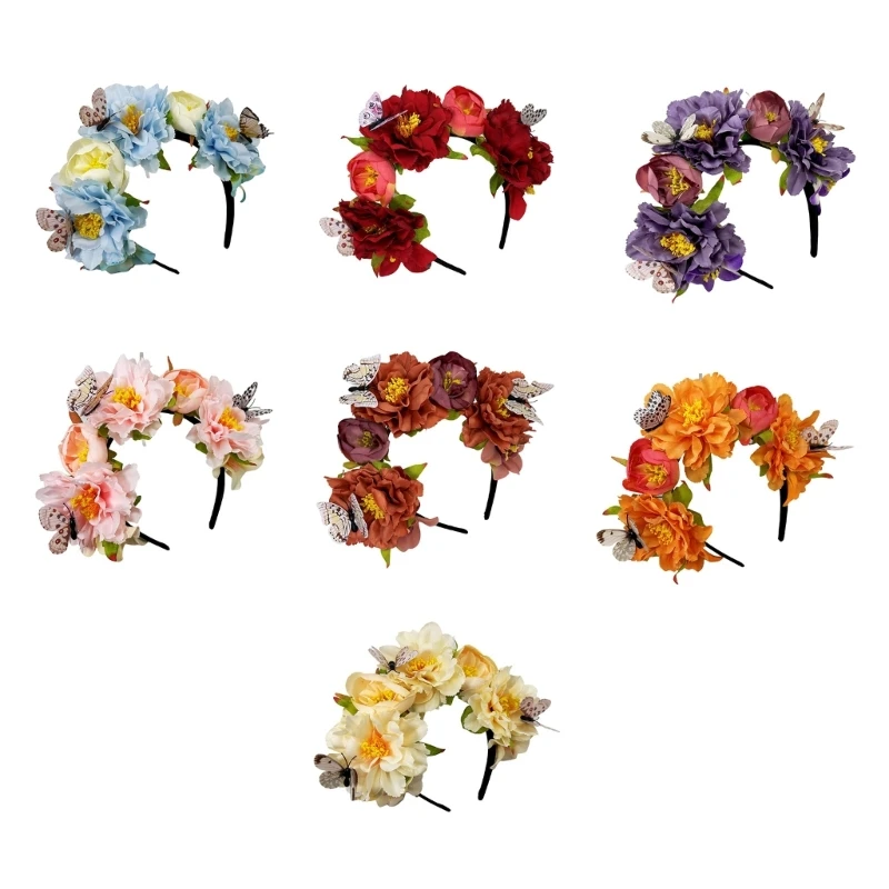 

Mexico Festival Flower Hairhoop for Female Wedding Bride Hairband Costume Headpiece for Theme Party Holiday Dropshipping