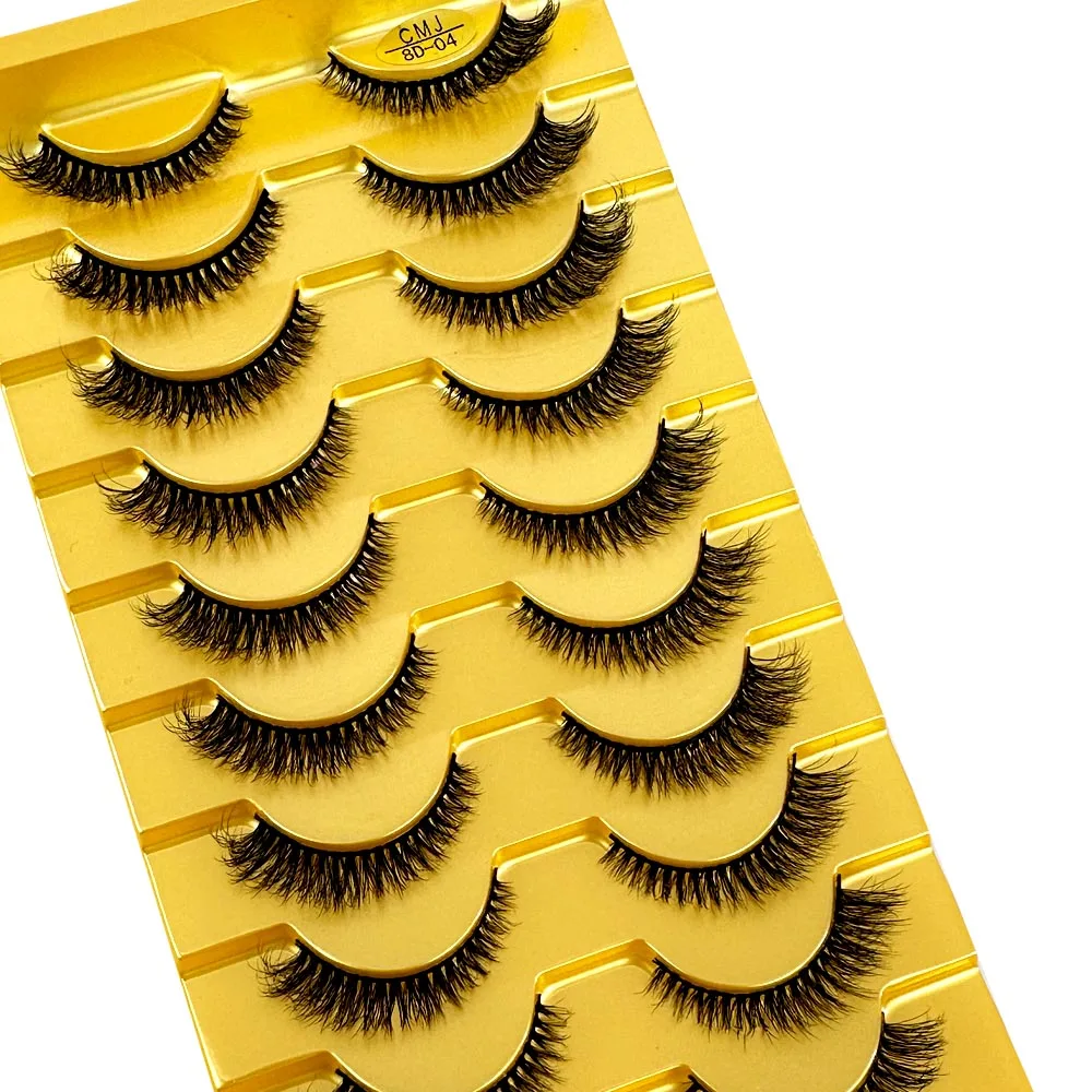 NEW 10 Pairs False Eyelashes 6D Super Fluffy Wispy Faux Mink Eyelashes Cat Eye Effect Dramatic Lashes Eyelash Extension Makeup
