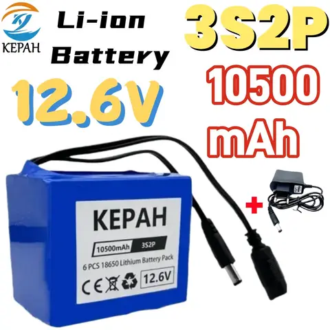 100% DC 12V 18650 Battery Pack 3S2P lithium-ion battery pack with BMS, Used for Fish Detector Underwater Fishing Camera