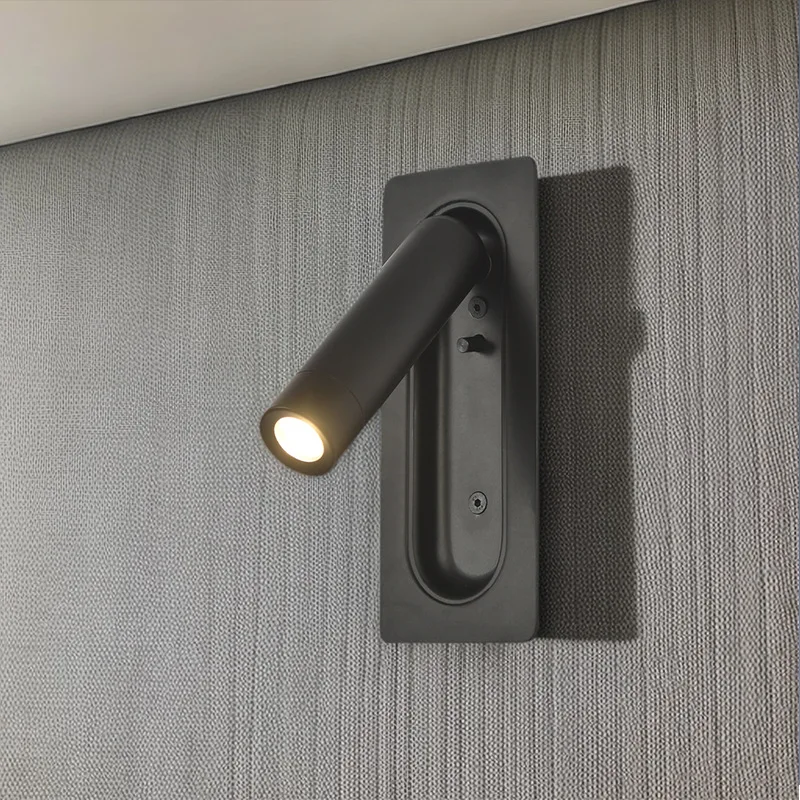 

Hotel Embedded LED Reading Wall Lamp With Rotatable And Minimalist Room Bedside Lamp Hidden Switch Reading Wall Lamp