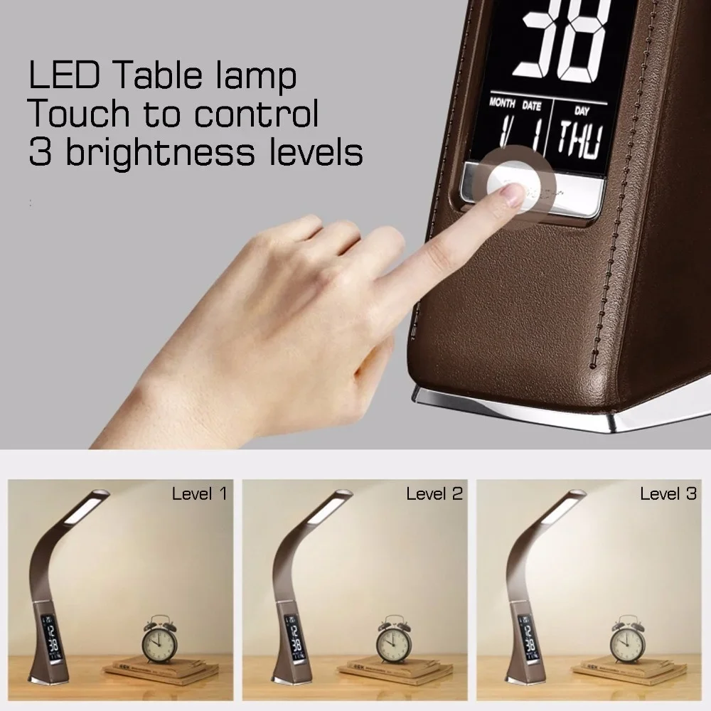 Touch Control 5w Augenpflege Büro Studie Schlafzimmer Neben Tischlampe Moderne Leder Led Licht Desktop Drei Klasse Helligkeit
