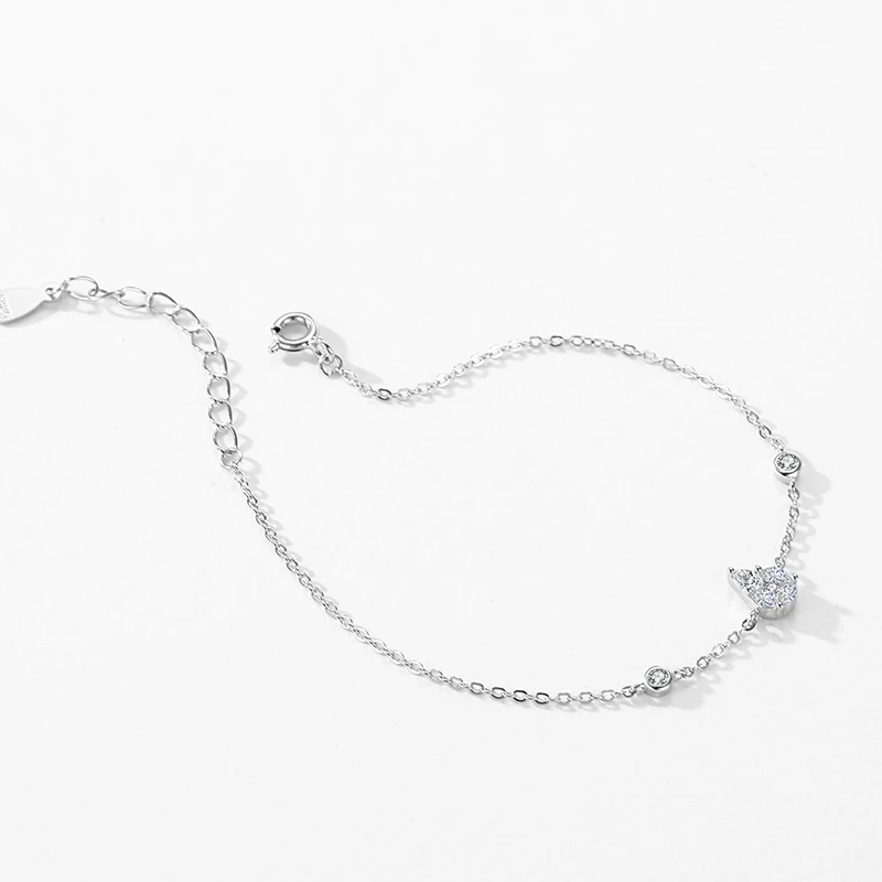 Ailmay-Pulseira Platina para Mulheres, 925 Sterling Silver, Water Drop, Corrente Ligação CZ Clara, Moda Luxo, Jóias para Casamento