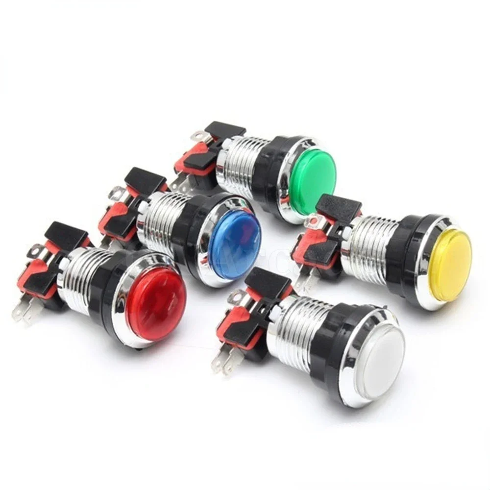 50 Pcs Chrome Plating 5V/12V 30mm LED Illuminated Push Buttons With Micro Switch For Arcade Machine Games Mame Jamma Parts