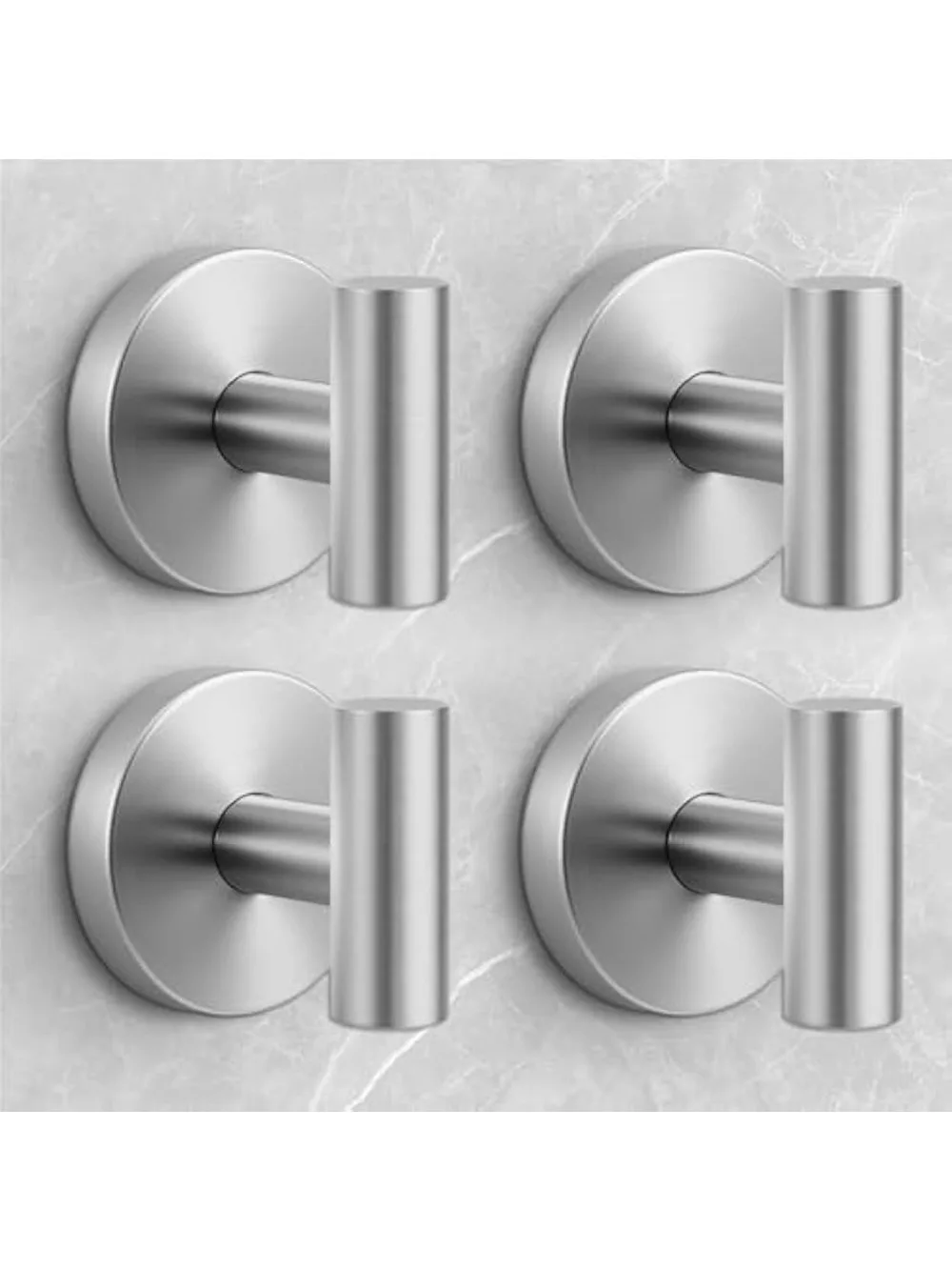 

4 Pack Heavy Duty Suction Cup Towel Hooks, Removable for Shower & Glass, Silver