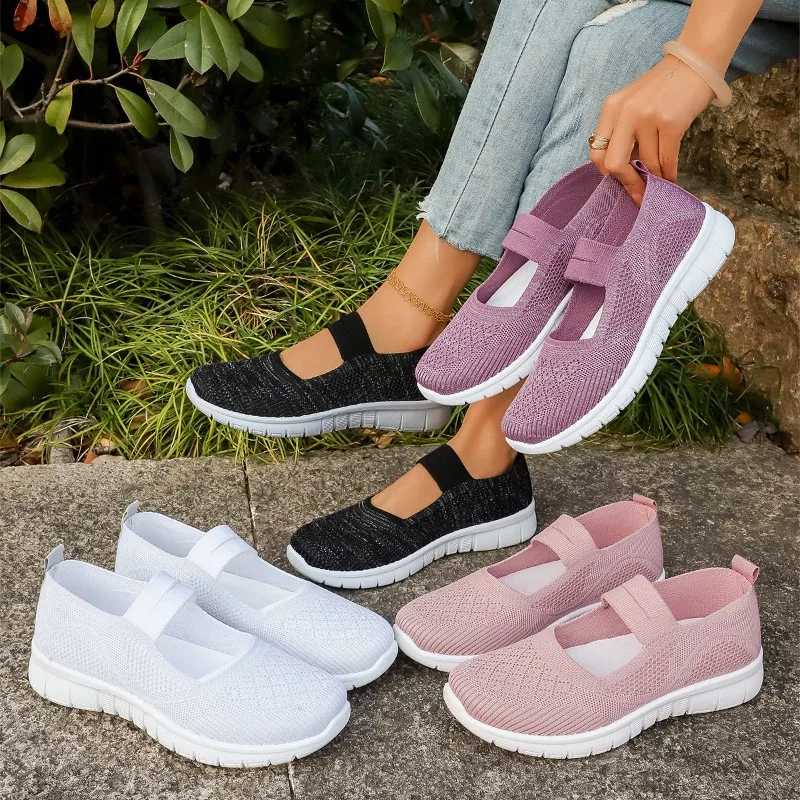 Zapatos de Mujer Transpirables y Cómodos de Malla, Mocasines Casuales Planos Antideslizantes con Banda Elástica para Exteriores, Modelo 2026