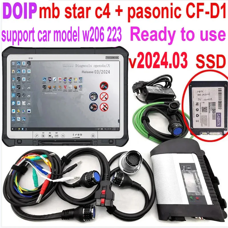 2024.03 MB star c4 plus DOIP OBD2 multiplexer Diagnostic Tool tablet CF-D1 i5 SD connect SSD wifi DTS Mona/Vediamo for Car/Truck