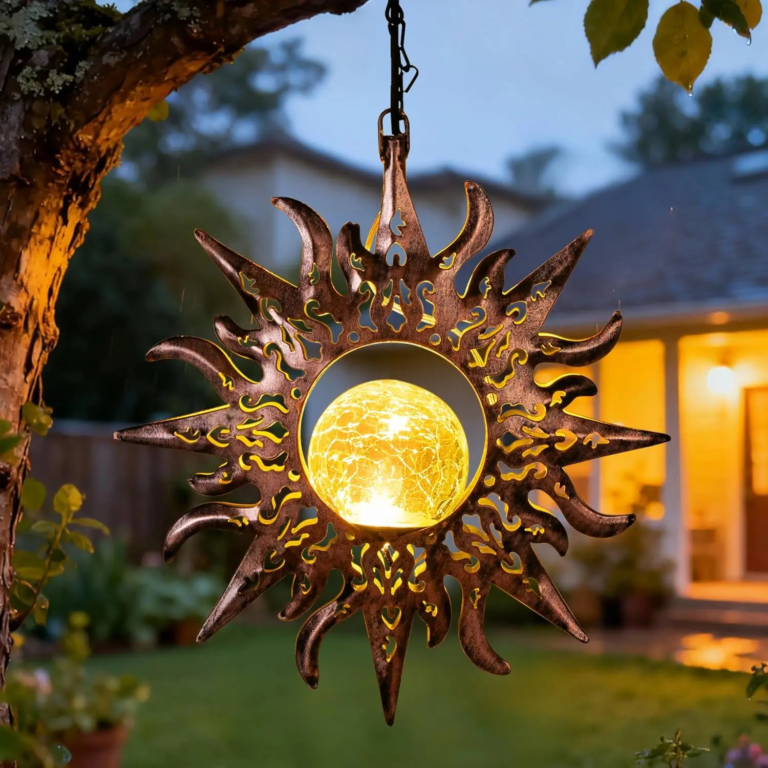 

Солнечные фонари для улицы, водонепроницаемые, с кракле, стеклянный глобус, металлические садовые фонари для двора, патио, лужайки, подъездной дороги, крыльца — праздничный подарок