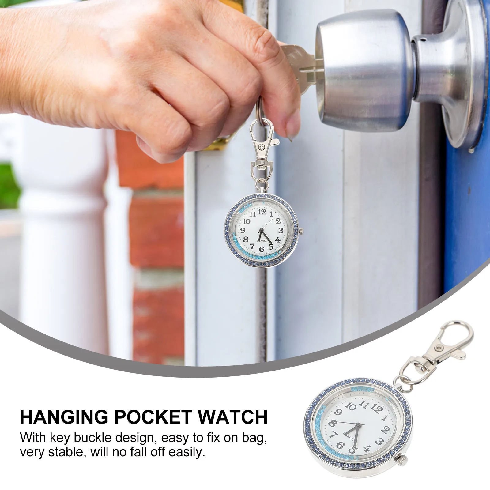 

Rhinestone Hanging Table Modern Pocket Watch Small Pocketwatch Keychain Smooth Clock Mechanical