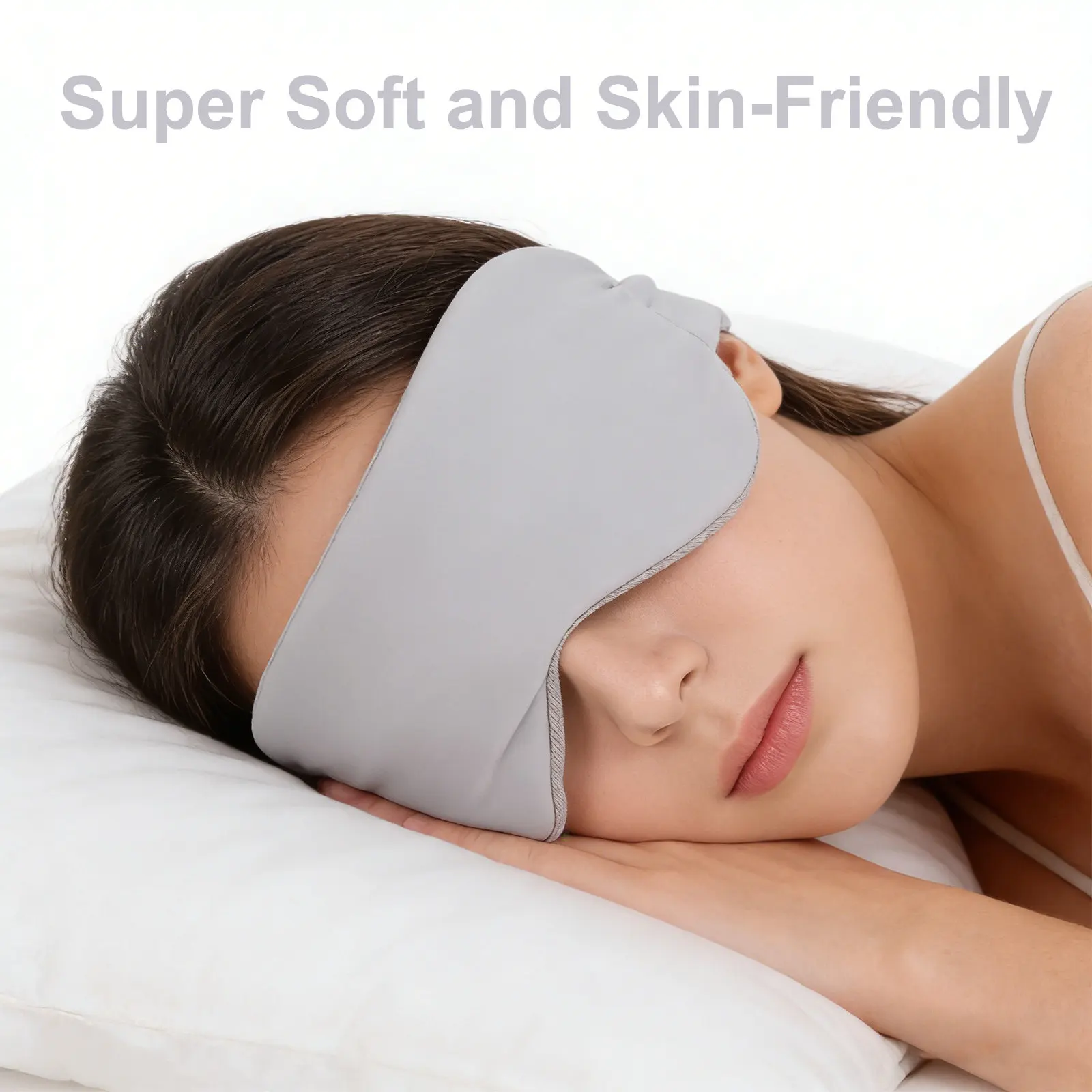 Two in One Sleep Mask Ice Silk Cooling Eye Cover with Ear Muffs Noise Reducing Lightproof Travel Blindfold for Hot