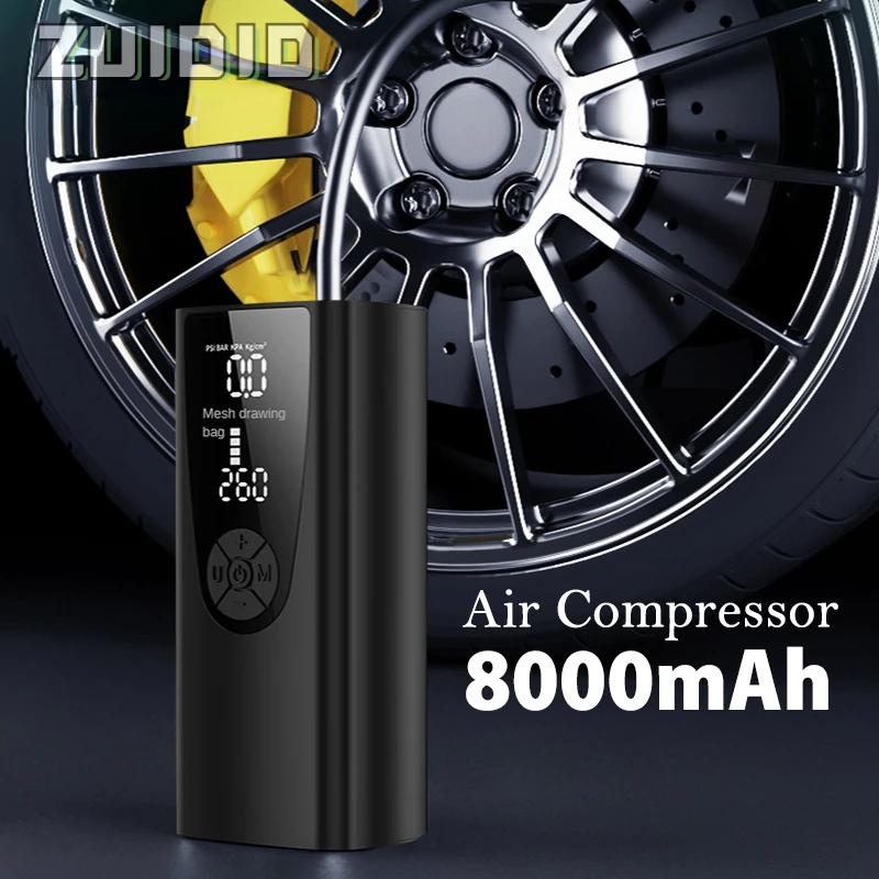 6000mAh 12V 150PSI Rechargeable Car Air Compressor Electric Cordless Tire Inflator Pump For Motorcycle Bicycle Auto Tyre Balls