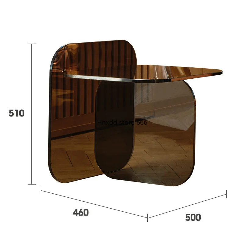 Creative Tempered Glass Small Table Sofa Side Table Transparent Living Room Light Luxury Coffee Table New