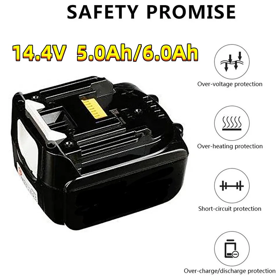 100% original new 14.4 V 5.0 Ah 14V lithium-ion battery for power tools BL1460 BL1430 1415 194066-1