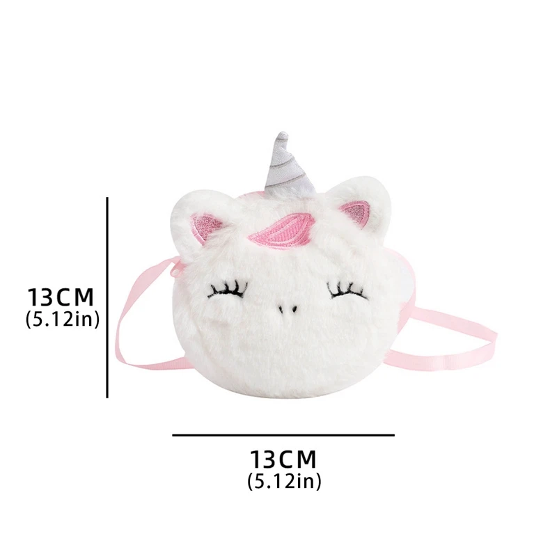 2023cCartoon Unicorn Shoulder Bag Kids Girls Square Belt Key Coins Purse Travel Messenger Bag Fur Crossbody Bag Coin Purse Gift