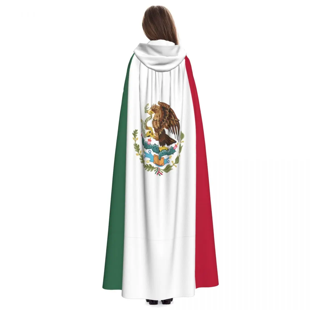 Unisex Adult Mexico Flag Cloak with Hood Long Witch Costume Cosplay