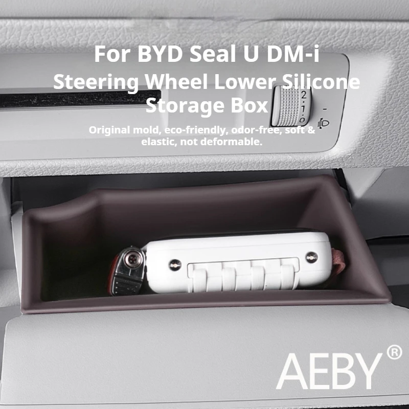 

AEBY For BYD Seal U DM-i 2020-2025 Soft Silicone Under Steering Wheel Organizer, Anti-Slip Storage Box Car Styling Accessories