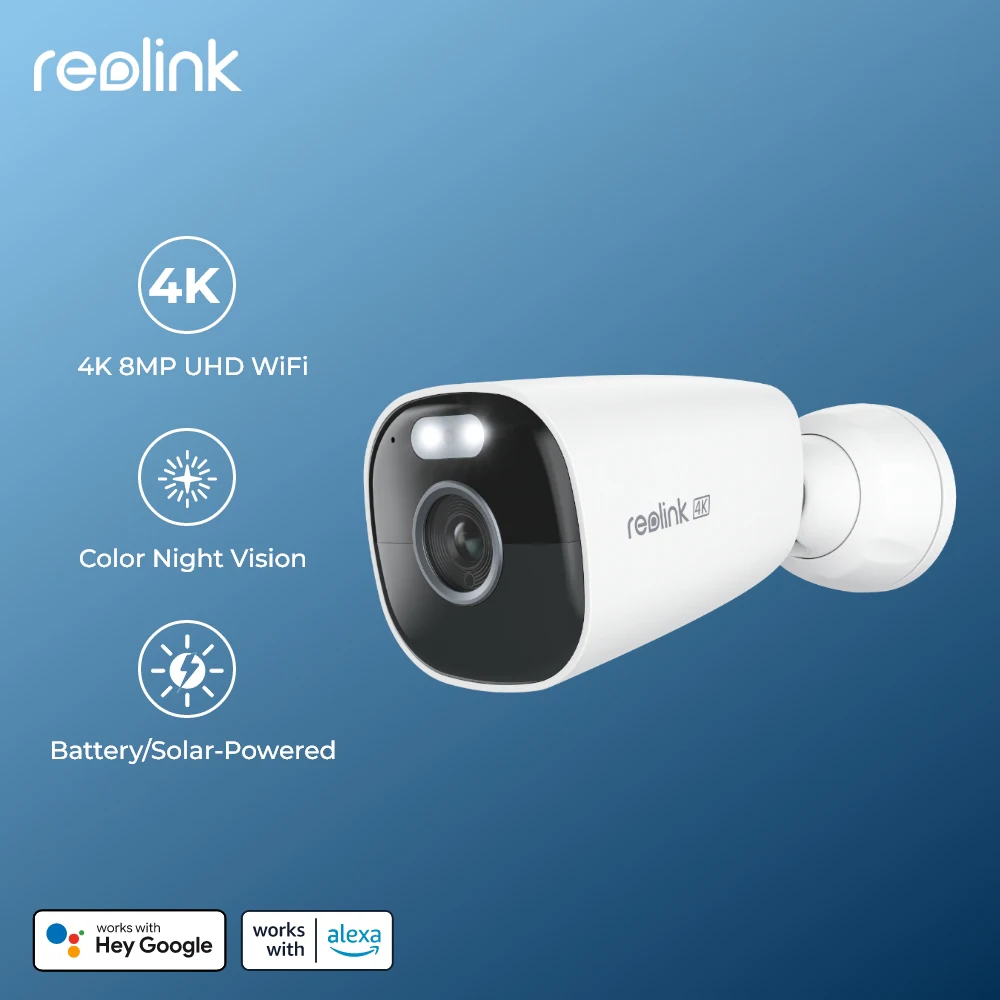 reolink Argus Series 4K 8MP WiFi Security Camera Outdoor Wireless IP Cam Battery/Solar Powered Surveillance Cameras