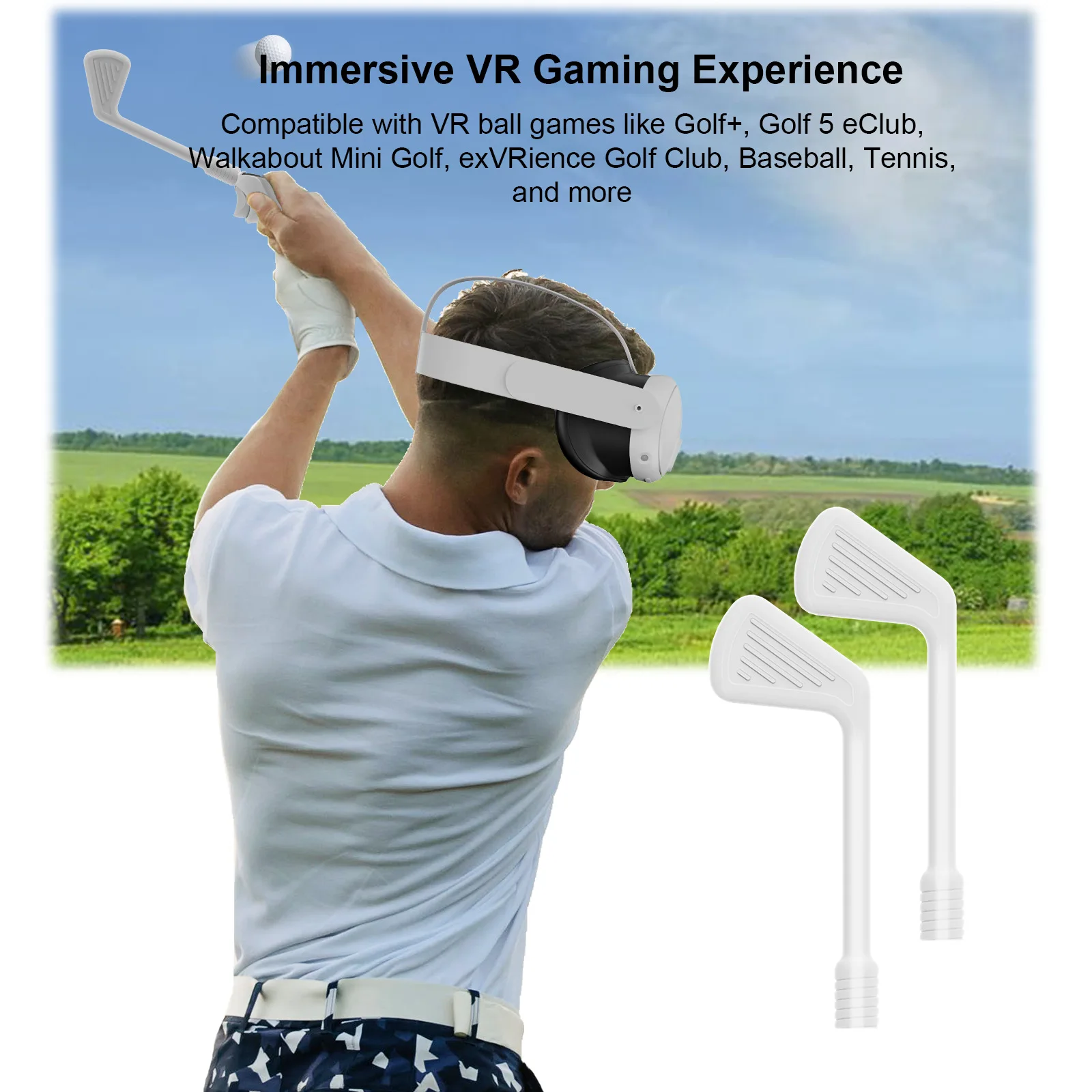 6 In 1 VR Motion Sensing Game Accessory Set For Oculus Quest 3 VR Headset Dual Controller Golf Table Tennis Racket Fishing Rod