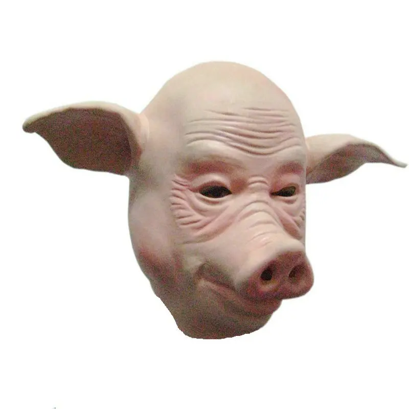 Latex Halloween Party Cosplay Masquerade Realistic Masks Full Face Animal Funny Pig Head Mask Lifelike Decor Mask