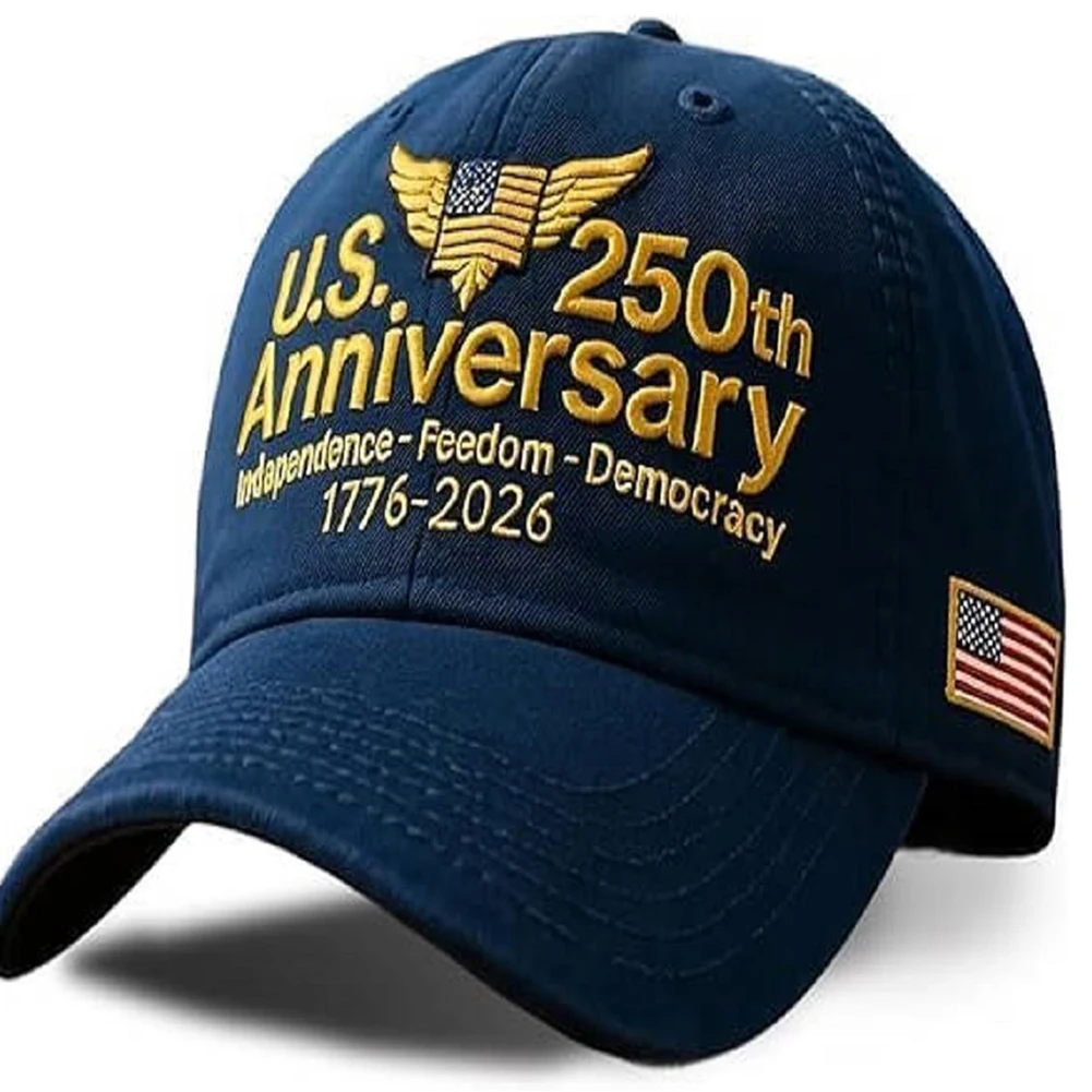 Topi Empat Musim Topi Basah Retro Kasual Trendi Pria Topi Matahari Luar Ruangan Uniseks Topi Bisbol Ulang Tahun ke-250 AS Ukuran Dapat Disesuaikan