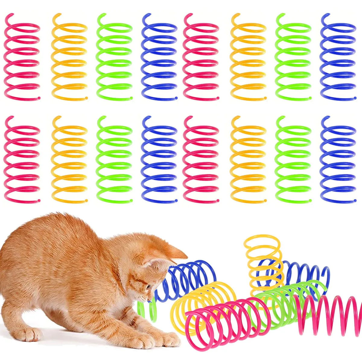 Kitten Cat Toys Wide Durable Heavy Gauge Cat Spring Toy Colorful Springs Cat Pet Toy Coil Spiral Springs16pcs