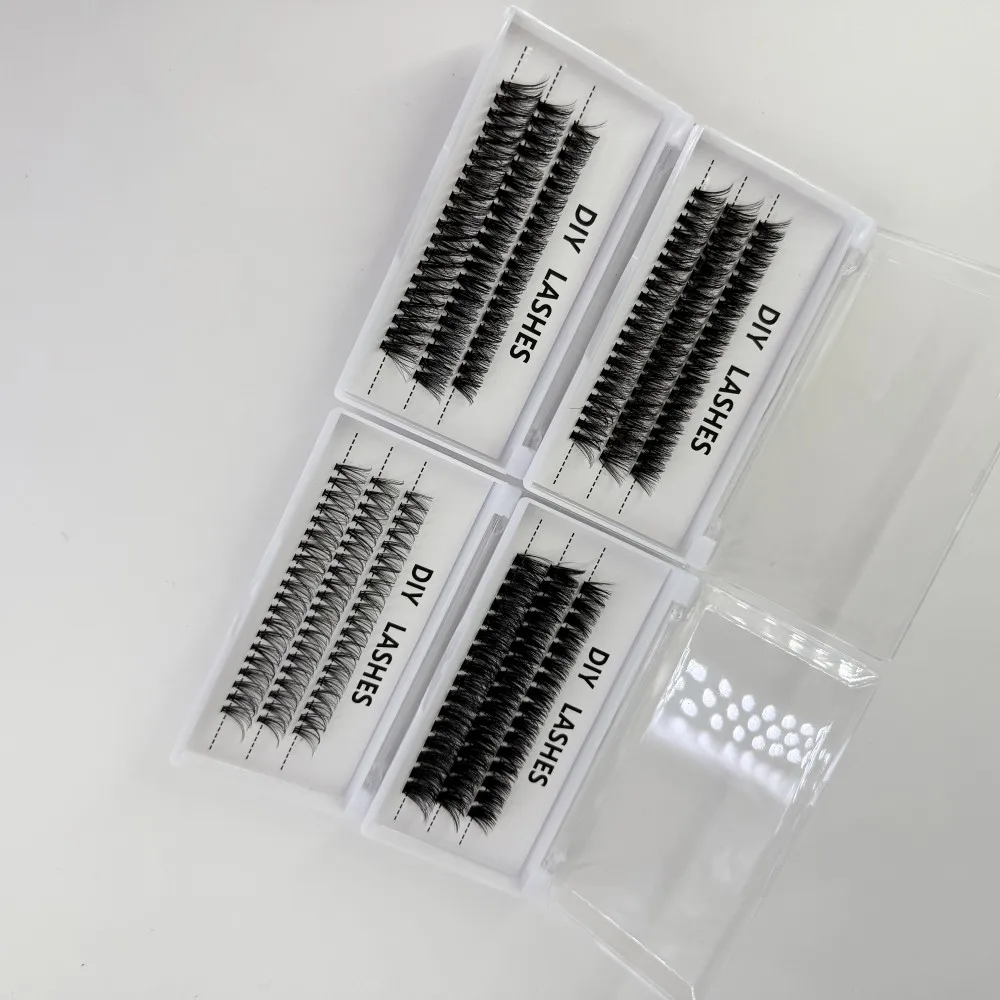 DIY Eyelash Wholesale Private Label Band Cluster Lashes Natural Curl Segment Lashes 3 line per box