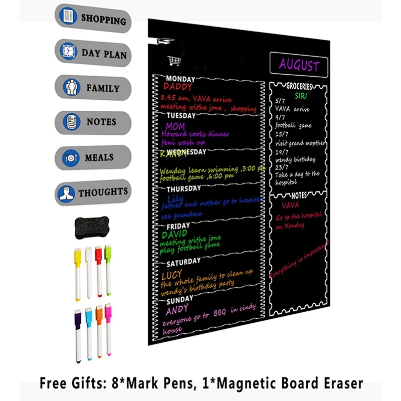 2 набора, магнитная доска A3, лист для кухни, холодильника, Многофункциональный Холодильник, еженедельная белая доска, календарь