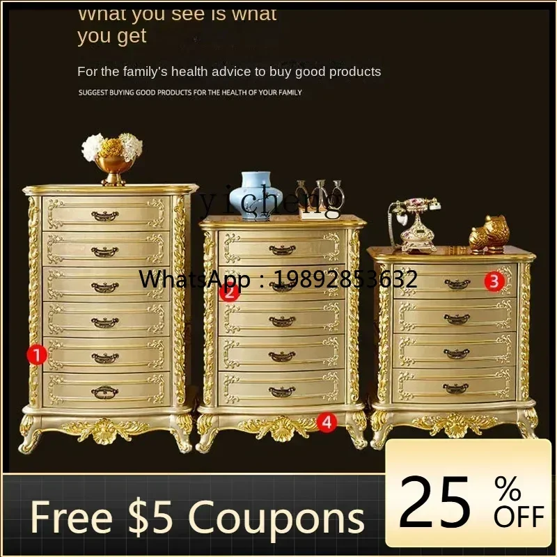 TT  Chest of Drawers Bedroom Four Or Five Six-Bucket Cabinet Chest of Drawer Living Room Solid Wood Storage Cabinet