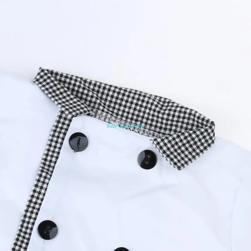 k92d طفل زي صورة زي الطبخ مجموعة مع قبعة كوك حديثي الولادة صورة bodysuits photoshoots ملابس الاطفال #2