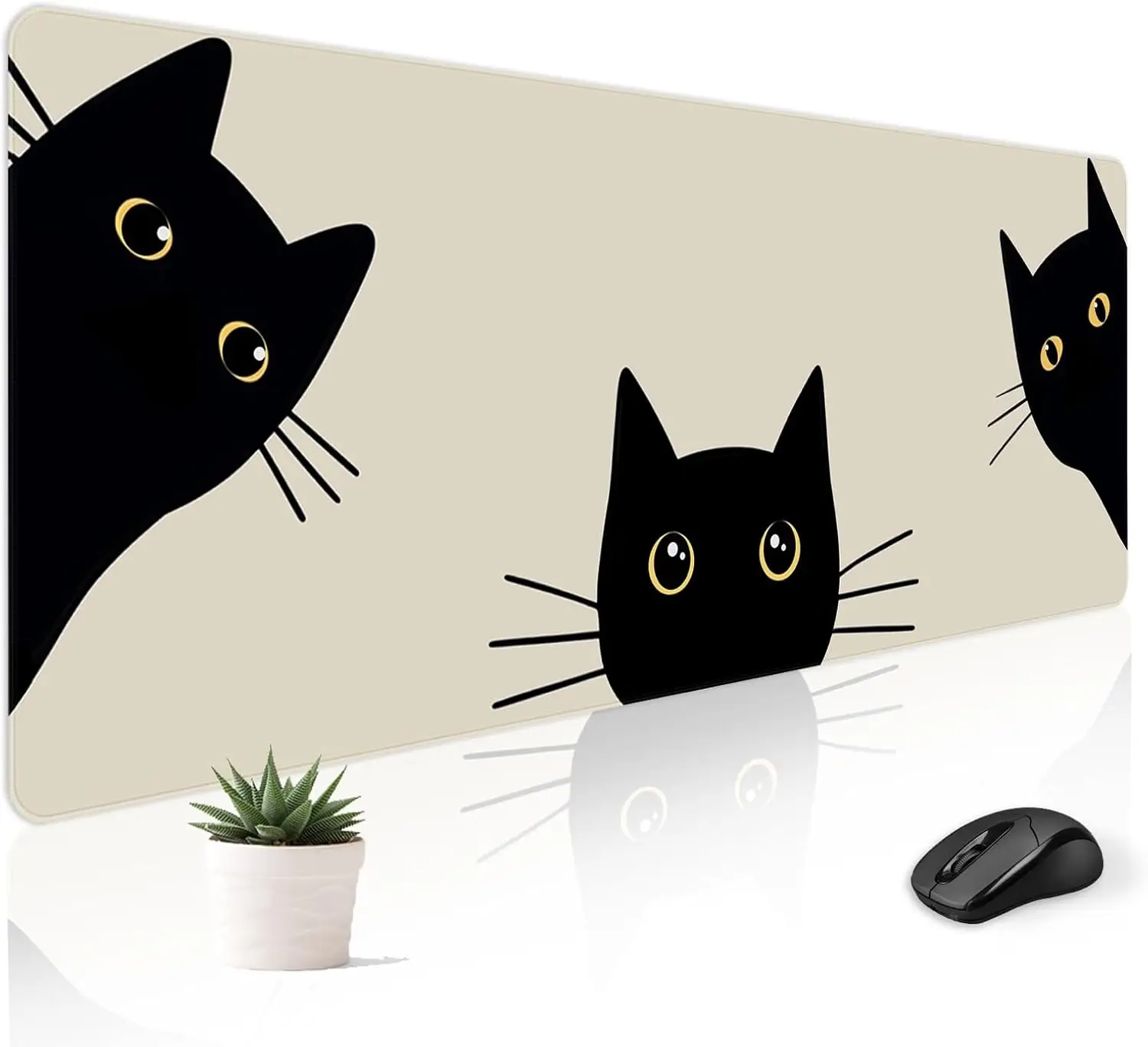 Mouse Pads Large Mouse Pads 900x400 Cute Desk Mat for Keyboard Desktop Extra Large Three Cat