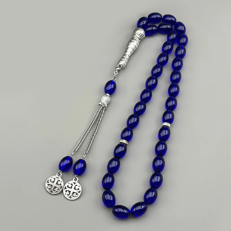33Pcs Glass Rosary Muslim Prayer Keyring String Tassel Islamic Middle East Uae Dubai Arab Islam Car Pendant Jewelry Gifts