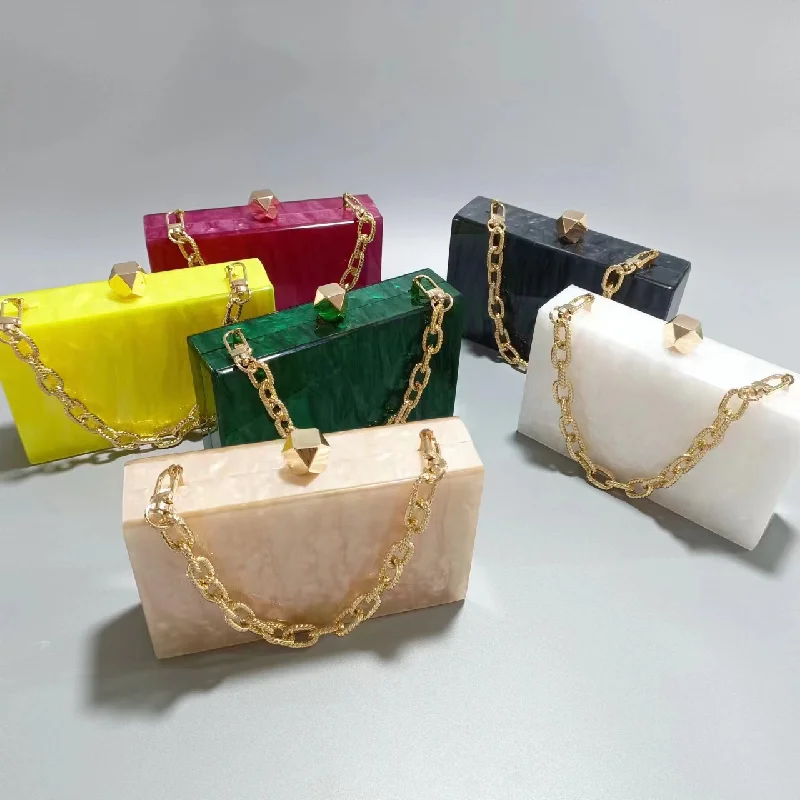 Evening Bag Luxury Handbag Genuine Chains Clutch Acrylic Bags Women Small Shoulder Brand Crossbody Bag New Makeup Wallet Purse