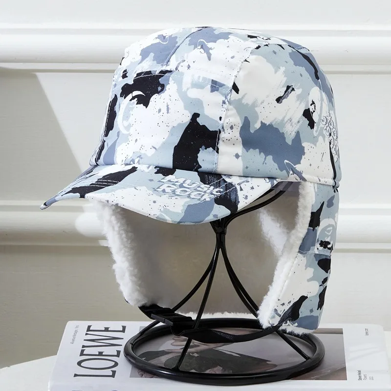 Camouflage Lei Feng Hat Winter Velvet Cap Outdoor Cold Cotton Hat Medium Windproof Warm Thermal Hat