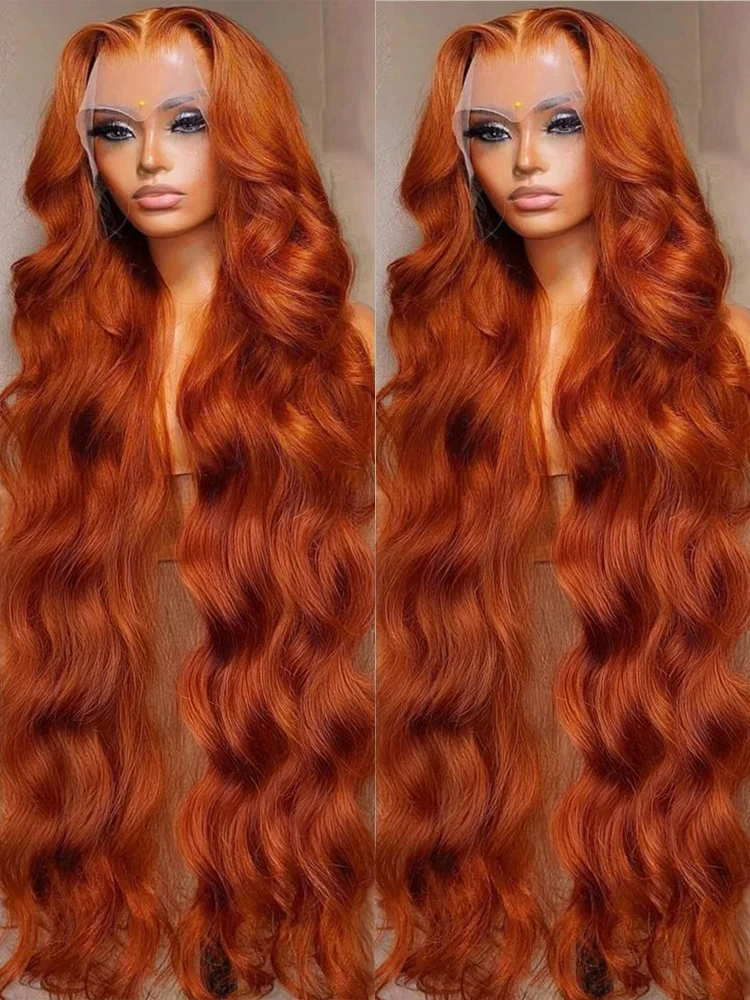 Ginger Orange 13x6 HD Lace Front Wigs Human Hair Bone Body Wave 13x4 Human Hair Lace Frontal Wigs Transparent Lace Wig For Women