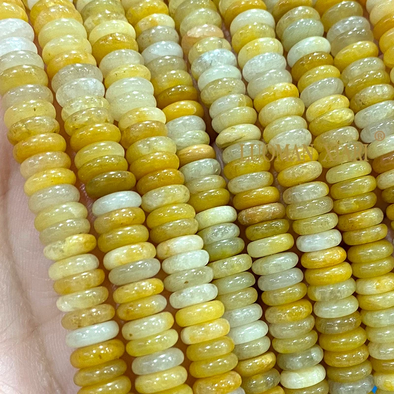 2x6MM Rondelle Natural Stone Yellow Topazs Jades Flat Round Spacer Beads for Jewelry Making Diy Bracelet Earrings Accessories