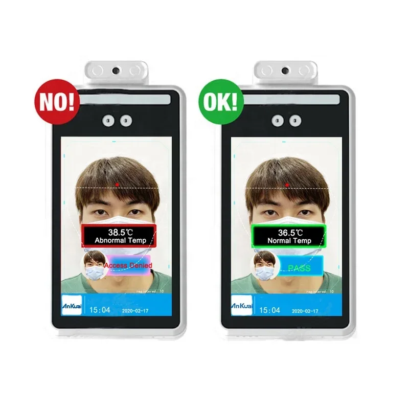 

Терминал для измерения температуры и распознавания лиц на Android с экраном 8 дюймов, тепловизором и системой контроля доступа