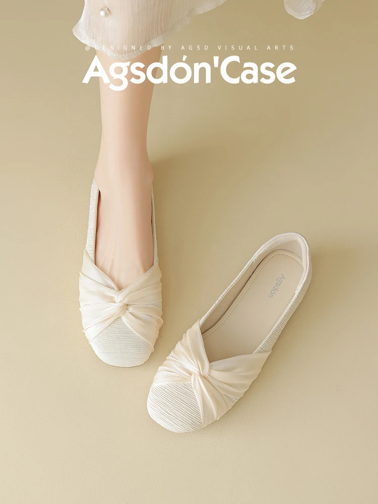 

Fashionable Ballet Satin Low Cut Single Shoes Women's Soft Bottom Mary Janes Summer Sandals Pair with Skirts Sweet Style