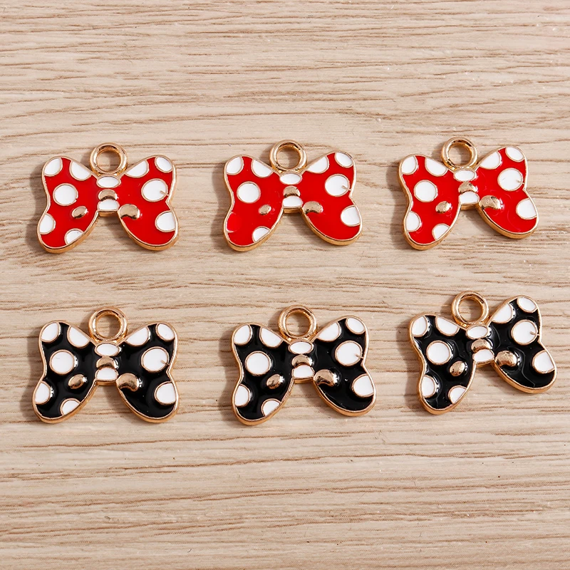 10 Stück Niedliche Gemischte Emaille-Schleifenanhänger für die Herstellung von Halsketten, Ohrringen, Armbändern, DIY-Bastelarbeiten und Schmuckzubehör – Detail 10